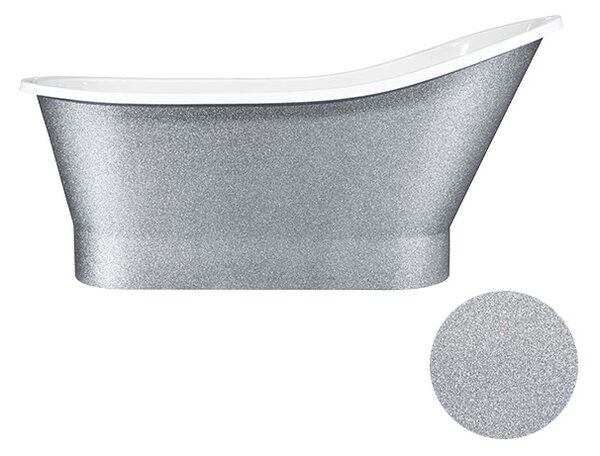 Besco Volně stojící vana z litého mramoru Gloria Glam G 150x67 (160x67,5) Barva: Bílá/stříbrná, Rozměry (cm): 150x67
