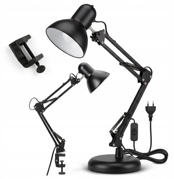 Stolní lampa s klipem 2v1 1xE27/60W/230V černá
