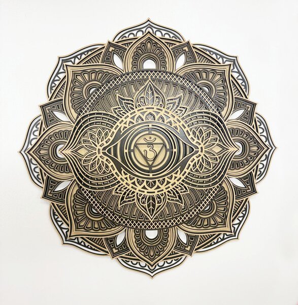 Dřevěná 8 vrstvá mandala ROVNOVÁHY | Rozměry (cm): 60x60 | Zvolte barvu dekoru: Dub zlatý-Wenge