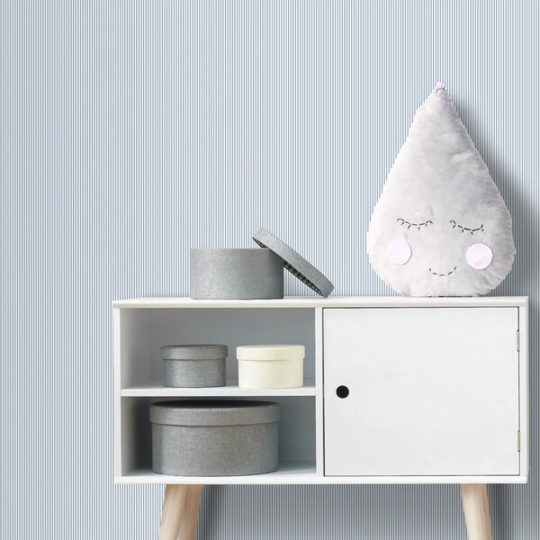 Modro-bílá proužkovaná vliesová tapeta na zeď, MG56641, Mika, ICH Wallcoverings