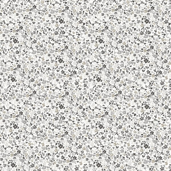 Šedo-bílá květinová vliesová tapeta na zeď, MG56667, Mika, ICH Wallcoverings