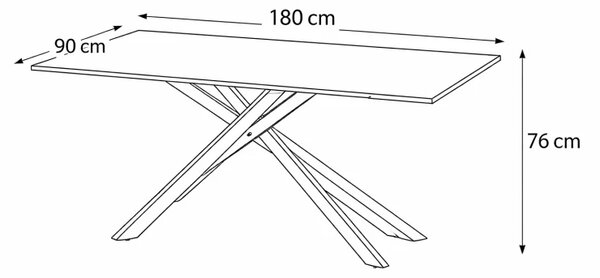 Jídelní stůl NEROSS 180 černá + 4ks jídelní židle ARIA šedá