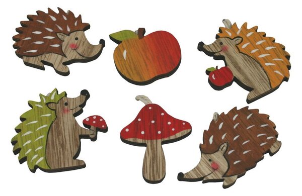 Dřevěná dekorace závěsná ježek 6 ks 2001453