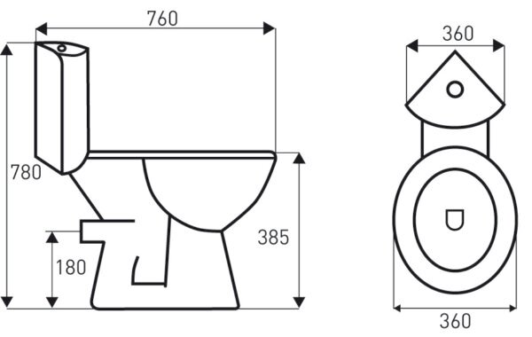 Novoterm Rohové WC kombi NV-Corner KR 61 ZO se zadním odpadem a SoftClose sedátkem