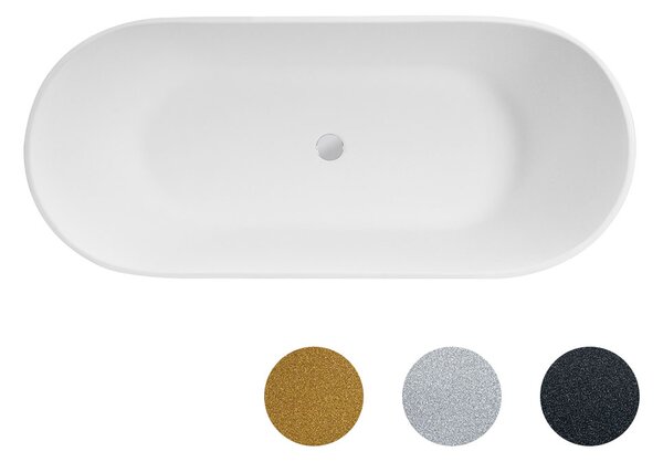Besco Volně stojící vana z litého mramoru Moya Glam 170x70 Barva: Bílá/zlatá, Rozměry (cm): 169x69,6