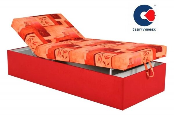 Polohovací válenda Alex, 200x90, oranžová/červěná (č.206/8 matrace h do 130kg)