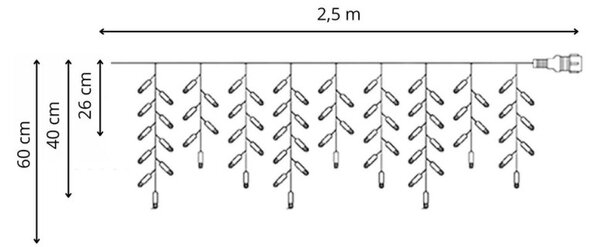 LED krápníky 2,5m, 50LED PRO, IP65, teplá bílá + záblesky
