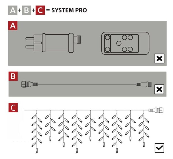 LED krápníky 2,5m, 50LED PRO, IP65, teplá bílá + záblesky
