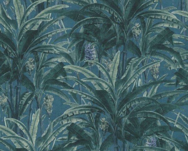 A.S. Création | Vliesová tapeta na zeď Greenery 36480-1 | 0,53 x 10,05 m | zelená, modrá, vining ivy