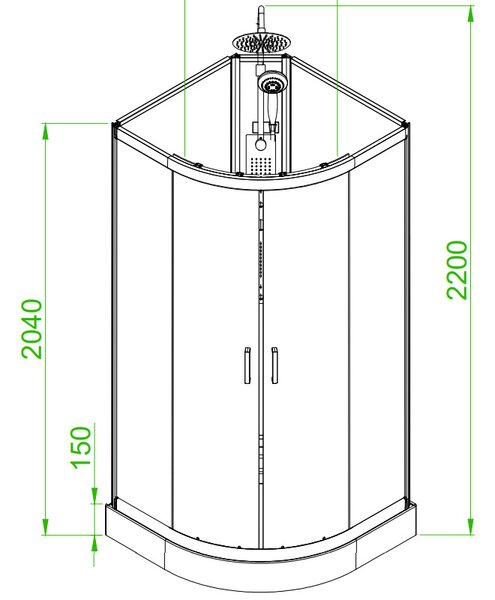 BPS-koupelny Hydromasážní box HYD-Porto 01A 80x80 cm černá/transparent