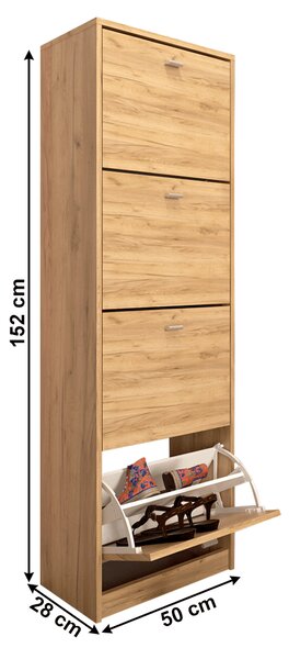 KONDELA Čtyřřadý botník, artisan, VIVAT NEW TYP 3