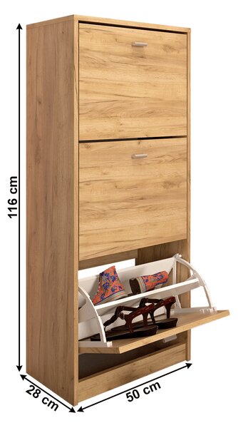 KONDELA Třířadý botník, artisan, VIVAT NEW TYP 2