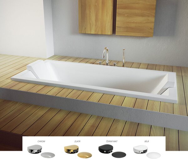 Besco Vana ze sanitárního kompozitu pro vestavbu Vera V CC/NP 180x80, napouštění přes přepad Rozměry (cm): 180x80, Typ a barva výpustě: McAlpine Click-Clack s napouštěním přes přepad, zlatá