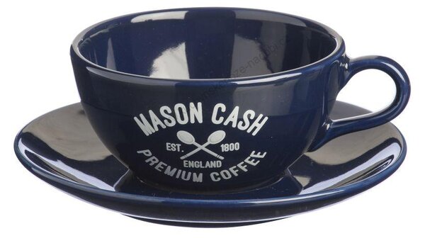 Set 2ks šálek s podšálkem na Cappuccino 0,35l VARSITY modrá - MASON CASH (Cappuccino šálek s podšálkem 350ml VARSITY modrá 2ks - MASON CASH)