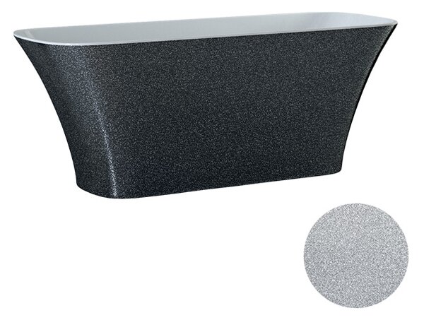 Besco Volně stojící vana z litého mramoru Assos Glam 160x70 Barva: Bílá/grafit, Rozměry (cm): 160x70, Typ a barva výpustě: Click-Clack standard, chrom