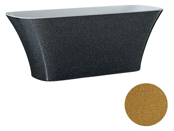 Besco Volně stojící vana z litého mramoru Assos Glam 160x70 Barva: Bílá/grafit, Rozměry (cm): 160x70, Typ a barva výpustě: Click-Clack standard, chrom