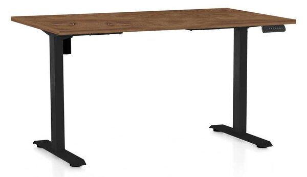 Výškově nastavitelný stůl OfficeTech B, 120 x 80 cm, černá podnož, dub silverjack