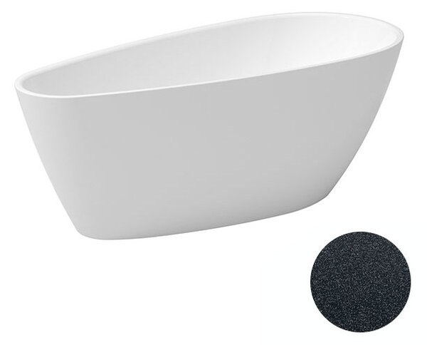 Besco Akrylátová volně stojící vana Goya A-line Glam G 160x73 (170x80) Barva: Bílá/grafit, Rozměry (cm): 160x73, Typ a barva výpustě: Click-Clack s přepadem, černá
