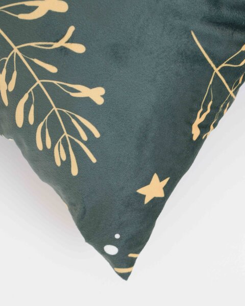 MK Lůžkoviny Vánoční povlak na polštářek Velvet 40 × 40 cm - Jmelí tmavě zelené