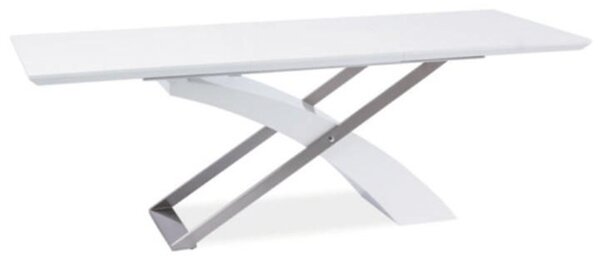 Tempo Kondela Jídelní stůl, bílá / bílá extra vysoký lesk HG, 160-220x90 cm, KROS