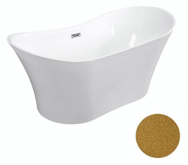 Besco Akrylátová volně stojící vana Amber Glam Z 170x80 Barva: Bílá/zlatá, Rozměry (cm): 170x80, Typ a barva výpustě: Click-Clack s přepadem, grafit
