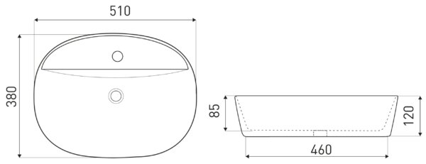 Novoterm Keramické umyvadlo na desku NV-KR-860 bílé