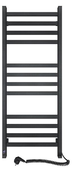 Koupelnový žebříkový radiátor s termostatem AVANGARD 227W 120x48cm černá pravá