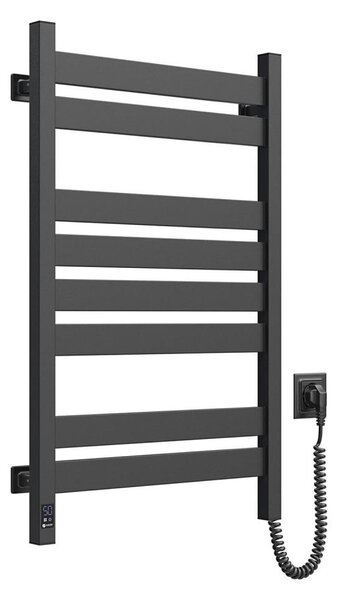 Elektrický sušák na ručníky s termostatem LARGO 168W 80x50 cm černá pravá