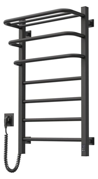 Elektrický sušák na ručníky s termostatem FORTIS 155W 80x48 cm černá levá