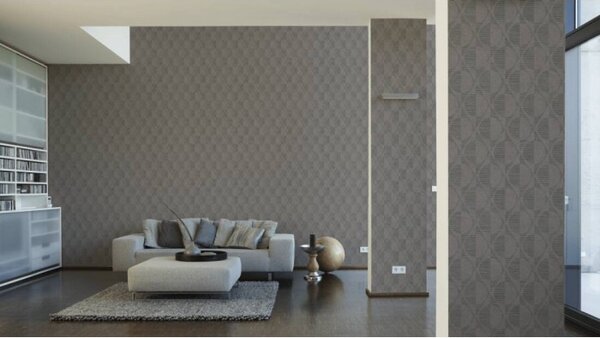 A.S. Création | Vliesová tapeta na zeď Pop Style 37478-5 | 0,53 x 10,05 m | černá, metalická, hnědá, šedá