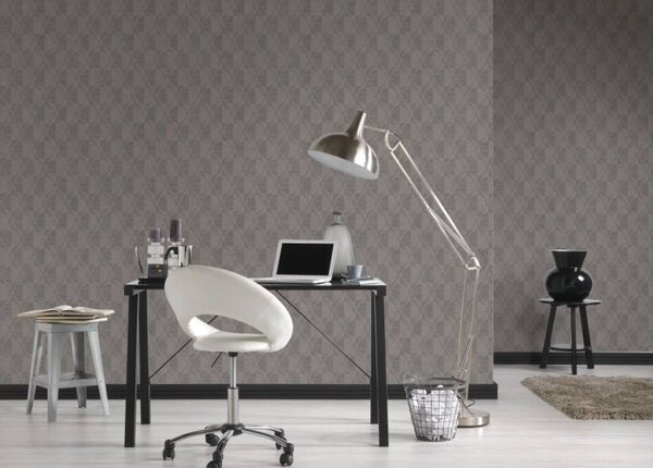 A.S. Création | Vliesová tapeta na zeď Pop Style 37478-5 | 0,53 x 10,05 m | černá, metalická, hnědá, šedá