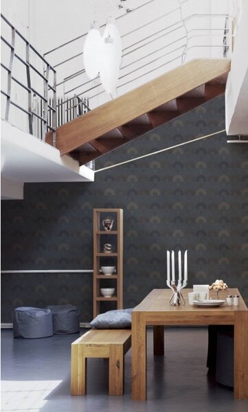A.S. Création | Vliesová tapeta na zeď Pop Style 37480-2 | 0,53 x 10,05 m | béžová, černá, metalická, šedá