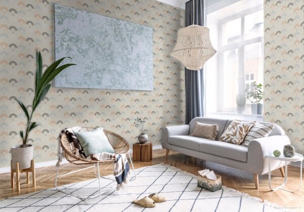 A.S. Création | Vliesová tapeta na zeď Pop Style 37480-3 | 0,53 x 10,05 m | modrá, metalická, oranžová, šedá