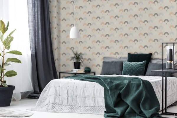 A.S. Création | Vliesová tapeta na zeď Pop Style 37480-3 | 0,53 x 10,05 m | modrá, metalická, oranžová, šedá