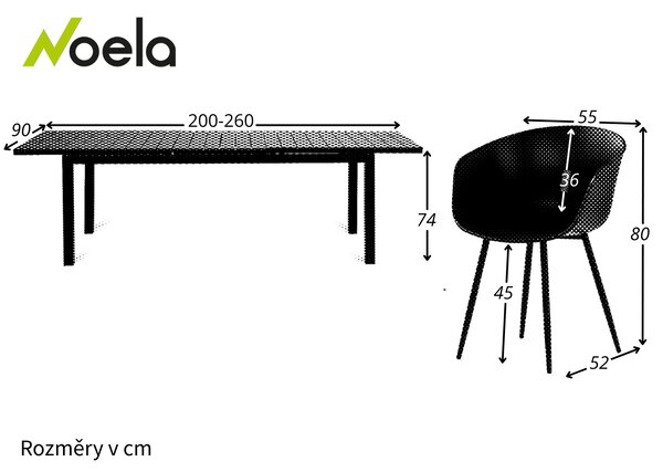 Noela Zahradní jídelní set Grande Lungo + 8x židle Rikke