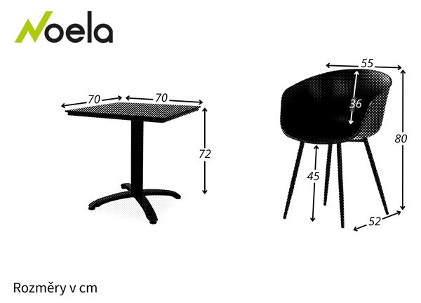 Noela Balkonový set Ristorante + 2x židle Rikke