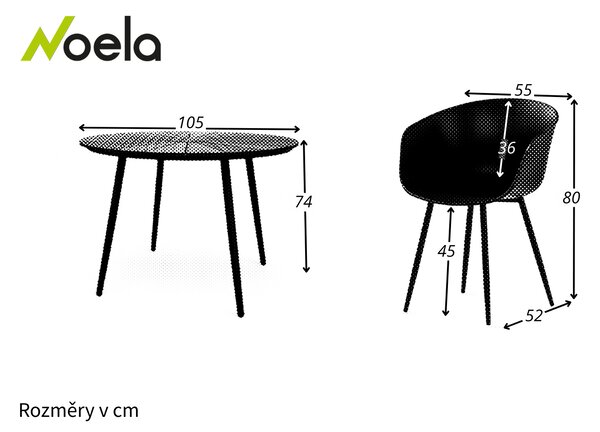 Noela Zahradní jídelní set Wilder + 4x židle Rikke