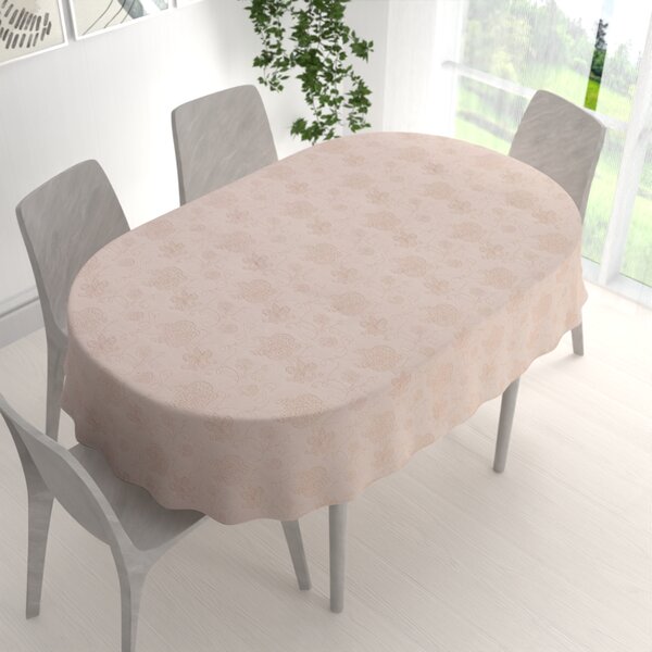 Biante Teflonový oválný ubrus TF-129 Hnědé květované ornamenty na šedobéžovém 50x100 cm