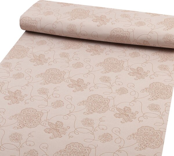 Biante Teflonový oválný ubrus TF-129 Hnědé květované ornamenty na šedobéžovém 50x100 cm