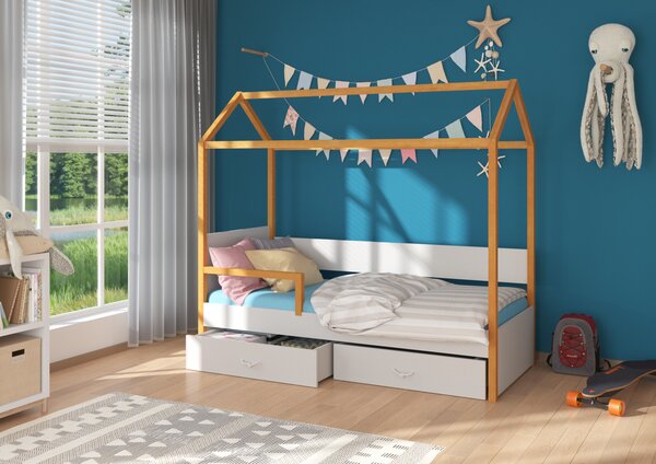 Dětská postel 90x200 cm Quido se zábranou Olše/šedá