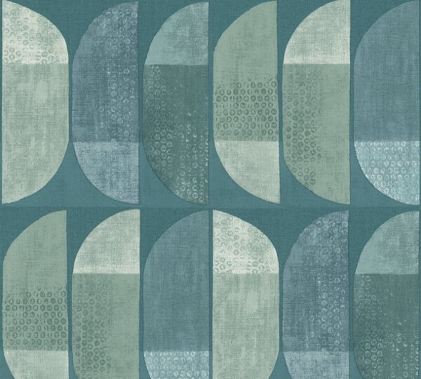 A.S. Création | Vliesová tapeta na zeď Geo Nordic 37531-3 | 0,53 x 10,05 m | zelená, modrá
