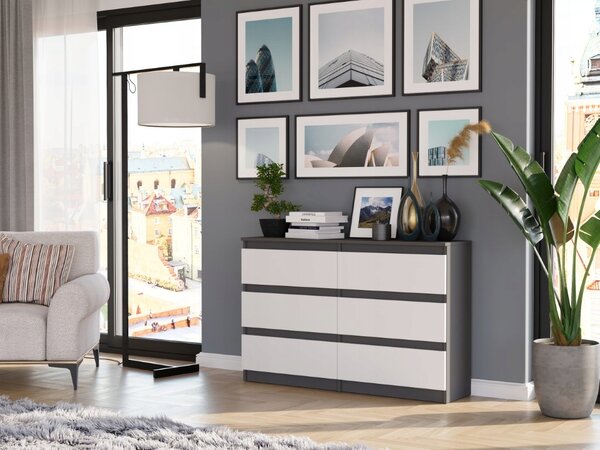 Komoda Framire 120 x 30 x 76 cm antracit a bílá matná
