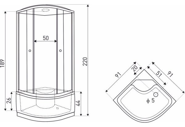 Novoterm Hydromasážní box NV-Porto 91x91