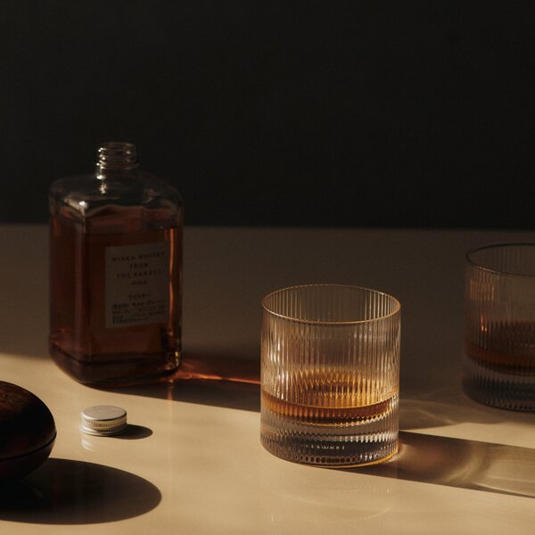 FERM LIVING Skleničky Ripple Tumbler, Smoked Grey, sada 2 kusů