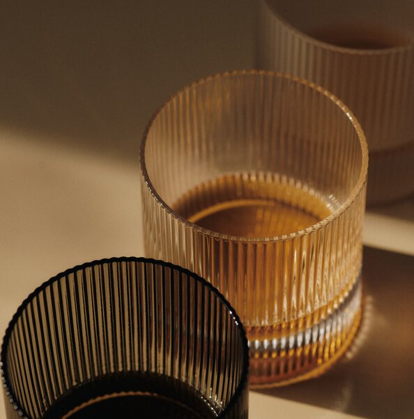FERM LIVING Skleničky Ripple Tumbler, Smoked Grey, sada 2 kusů