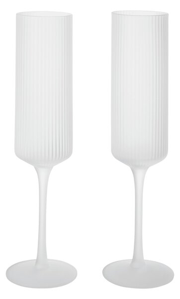 FERM LIVING Skleničky na šampaňské Ripple Flutes, Frosted, sada 2 kusů