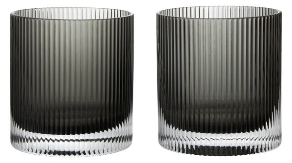 FERM LIVING Skleničky Ripple Tumbler, Smoked Grey, sada 2 kusů