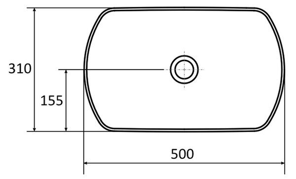 BPS-koupelny Deskové keramické umyvadlo Kingston O (50x31x12,5 cm)