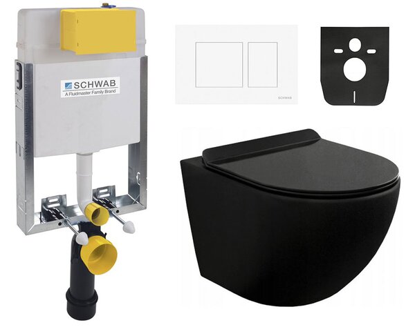 SCHWAB SET WC 199 podomítková nádržka pro zazdění 3/6l, DN110mm + Mexen Lena WC mísa Rimless, WC sedátko se zpomalovacím mechanismem, Slim, duroplast…