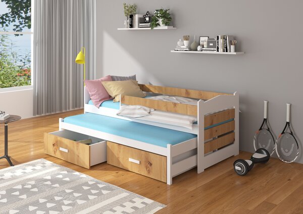 Dětská postel 80x180 cm Zeya se zábranou Bílá/dub artisan